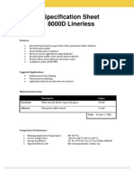 Specification Sheet 8000D Linerless: Features