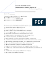 Evaluación para Padres de Famila ¿Cómo Reacciona Usted Ante La Conducta de Su Hijo (A) ?