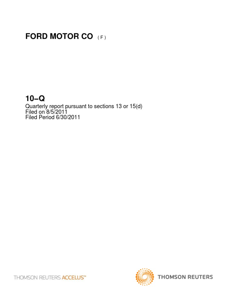 Ford Motor Company Q2 2011 Report | PDF | Fair Value | Derivative (Finance)