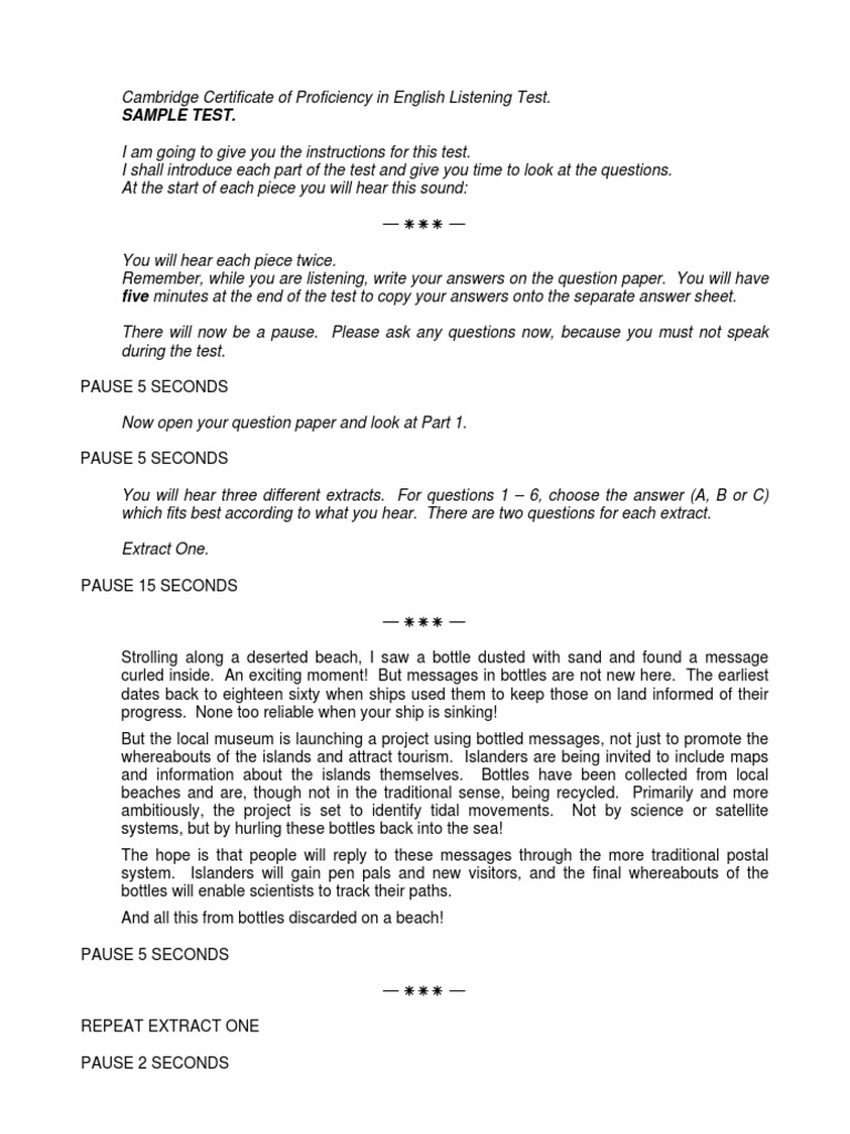 CPE English Listening Test Sample | PDF | Trees | Nature
