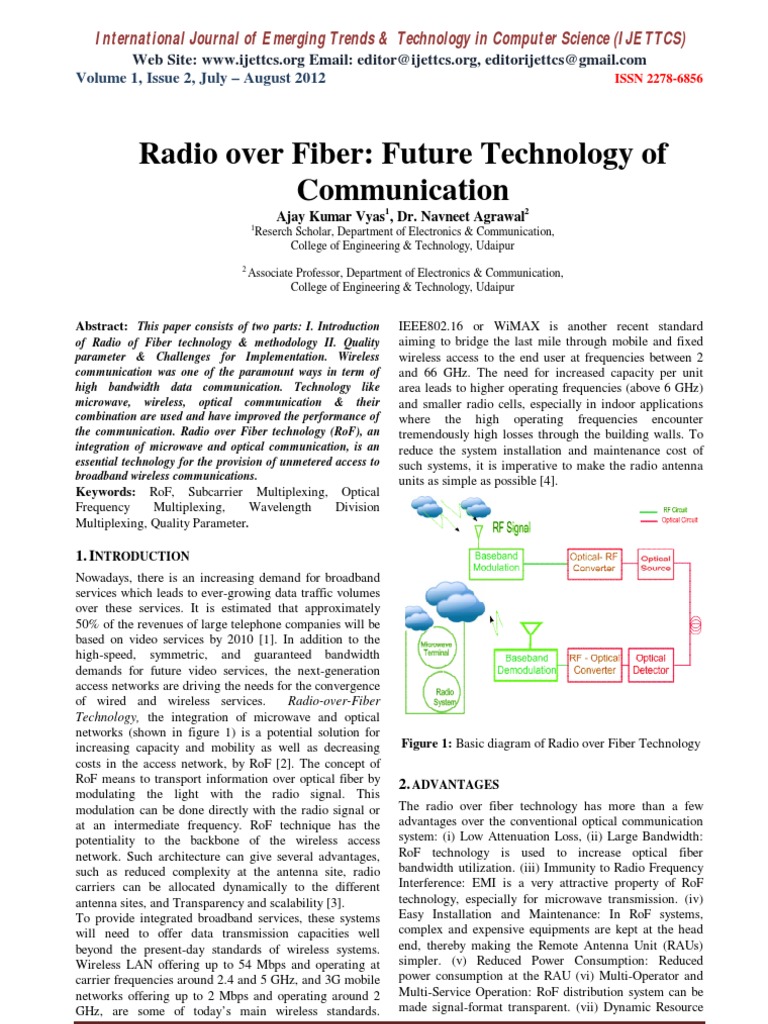 Advancements in Radio Over Fiber Technology | PDF