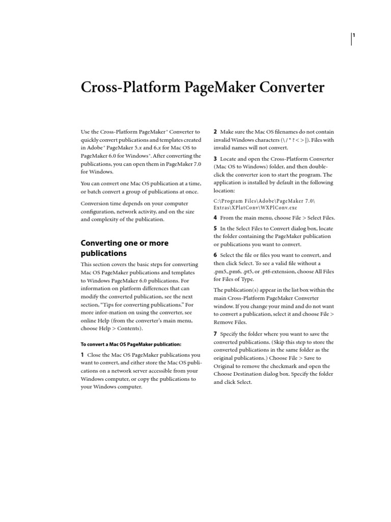 CrossPlatform Pagemaker Converter Converting One or More Publications Download Free PDF