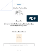 [Vox Philosophiae][recenzie] Adriana Mihaela Macsut - Frederick Charles Copleston, Istoria filosofiei, volumul I, Grecia şi Roma