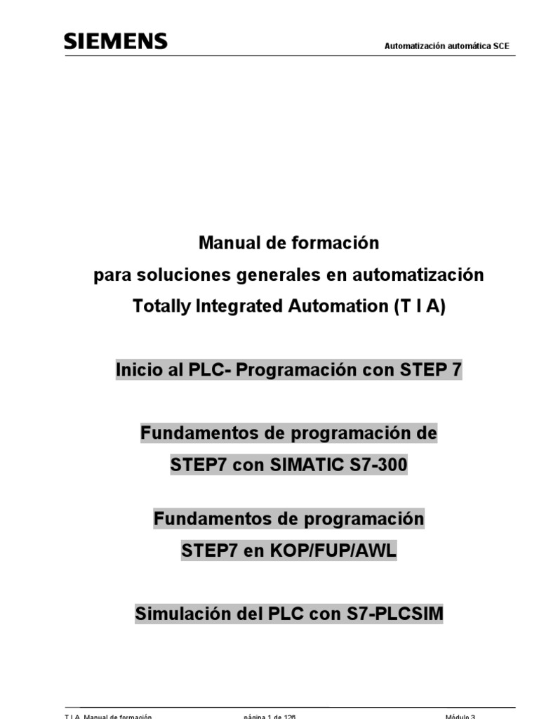 Inicio Al PLC - Programación Con STEP 7 PDF | Descargar gratis PDF ...