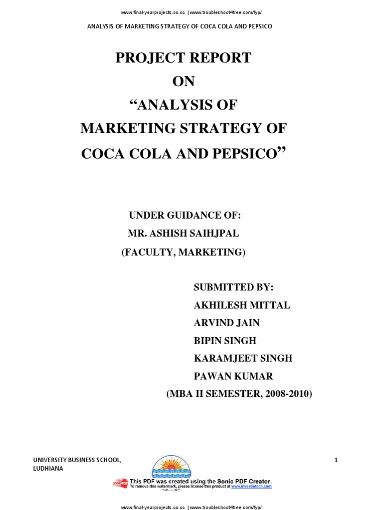 Analysis Of Marketing Strategy Of Coca Cola And Pepsi Pdf Pepsi