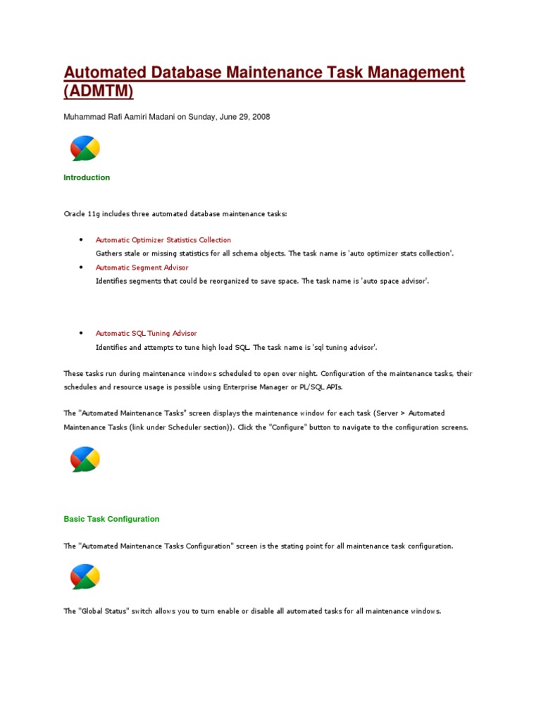 Automated Database Maintenance Task Management | PDF | Sql | Oracle ...