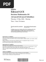 Edexcel GCE: Decision Mathematics D1 Advanced/Advanced Subsidiary