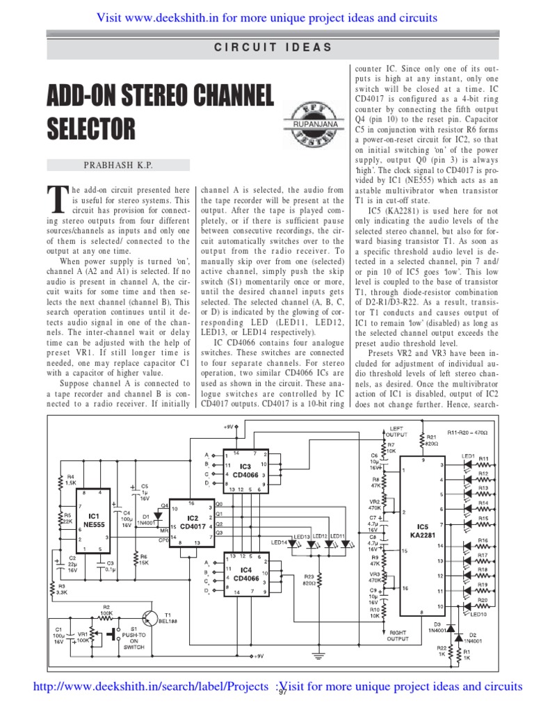 Automatic Stereo Channel Selector Circuit | PDF | Manufactured Goods ...