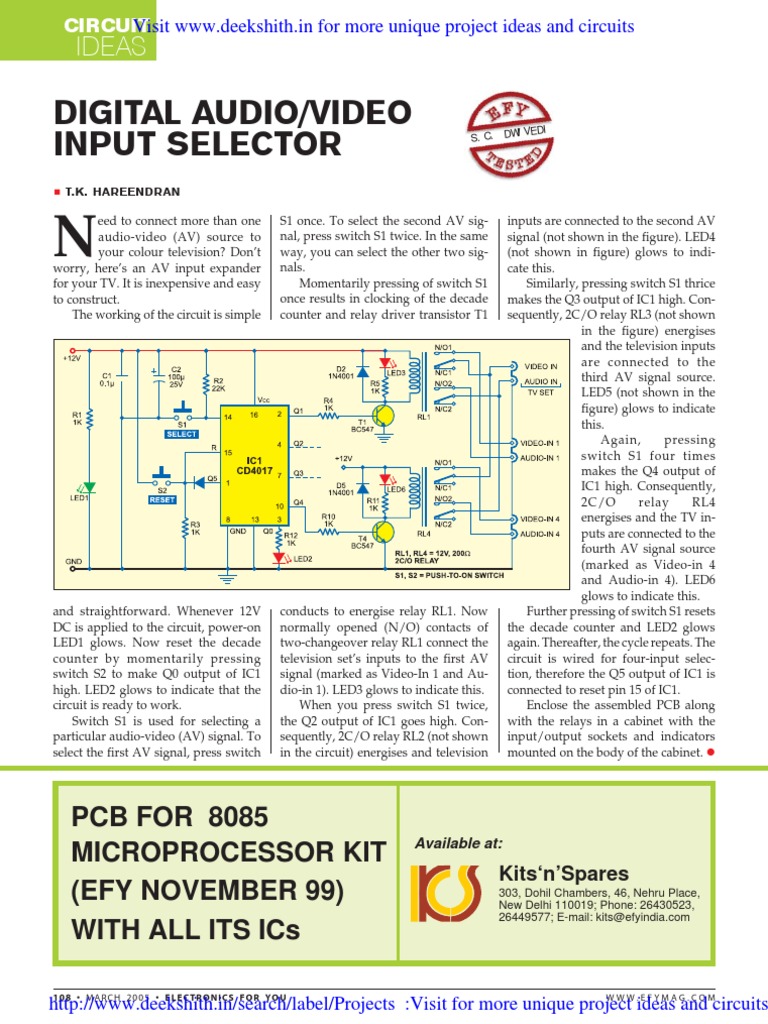 Digital Audio Input Selector PDF Switch Relay