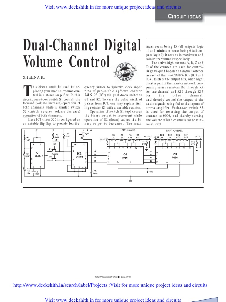 Dual Channel Volume Control PDF Switch Electronic Circuits
