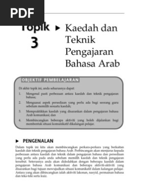 Topik 3 Kaedah Dan Teknik Pengajaran Bahasa Arab Pdf