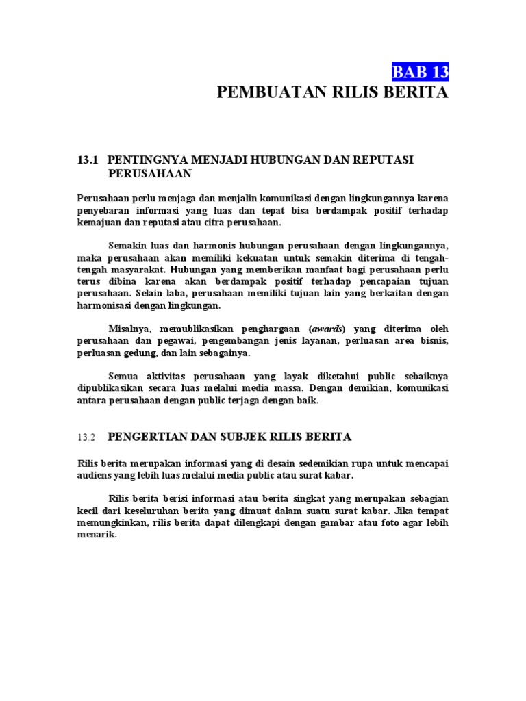 Panduan Pembuatan Rilis Berita | PDF | Karier & Perkembangan | Bisnis