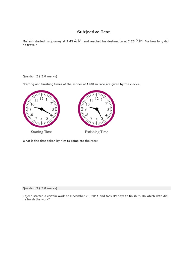 Time Calculation Practice Questions | PDF