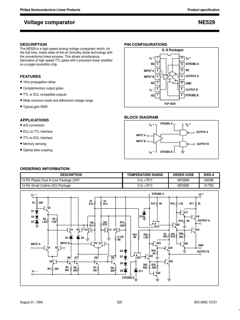 NE529 Voltage Comparator Description Pin Configurations PDF Volt