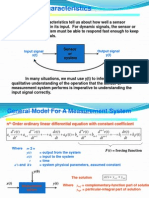 Dynamic Characteristics: Input Signal X (T) Output Signal y (T)