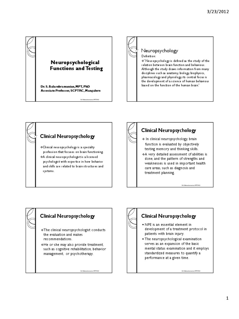 Neuropsychological Assessment Overview | PDF | Aphasia | Memory