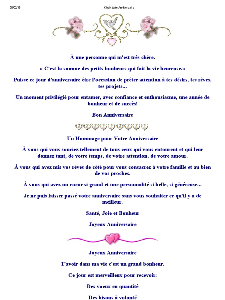 Choix Texte Anniversaire Bonheur Developpement Personnel