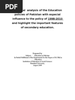 Download A Critical Analysis of the Education Policies of Pakistan With Especial Influence to the Policy of 1998 by AhmedSaad647 SN126724397 doc pdf