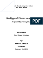 Banking and Finance As My Career: A Research Paper in English IV