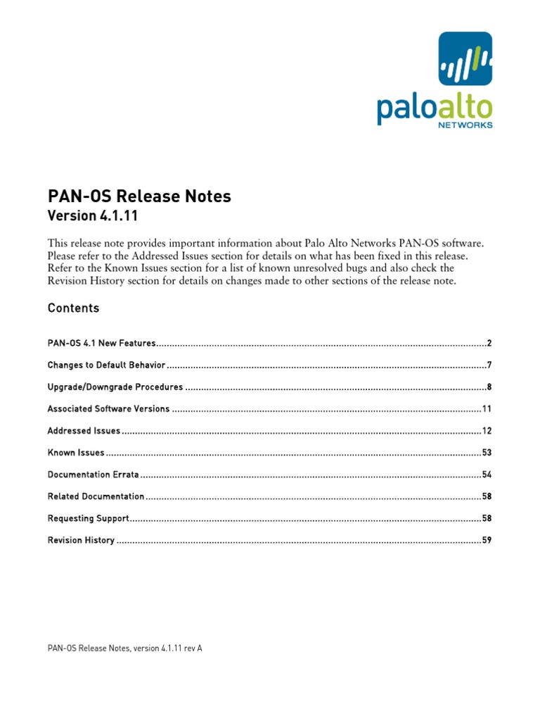 PAN-OS Release Notes, Version 4.1.11 Rev A | PDF | Firewall (Computing ...