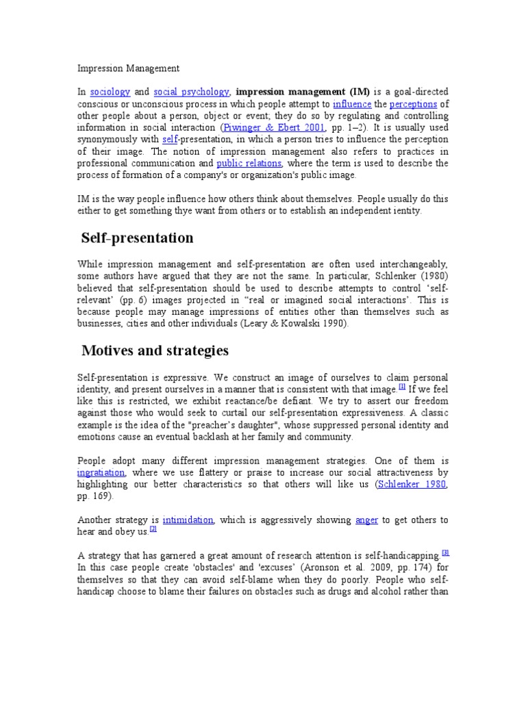 Self-presentation in social psychology ppt image