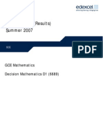 Mark Scheme (Results) Summer 2007: GCE Mathematics Decision Mathematics D1 (6689)