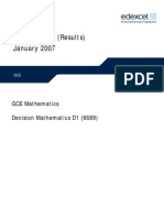 Mark Scheme (Results) January 2007: GCE Mathematics Decision Mathematics D1 (6689)