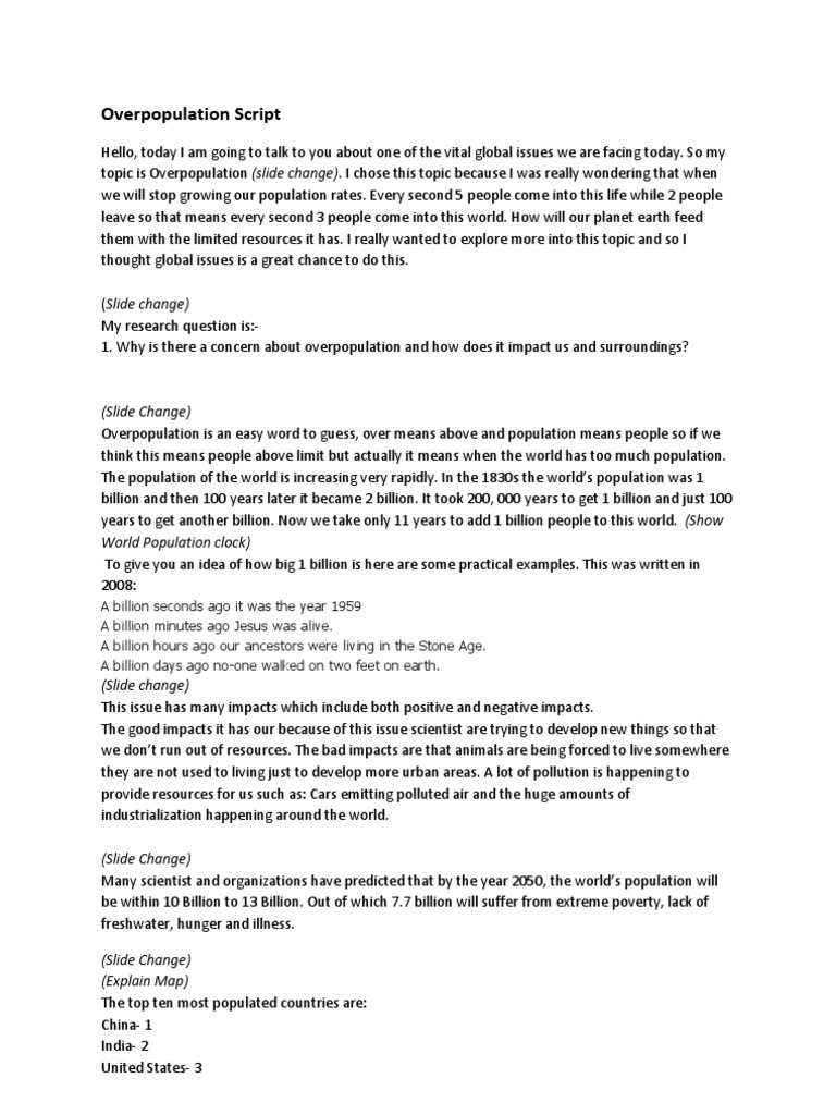 Overpopulation - A Major Issue | PDF | Human Overpopulation | World ...