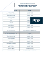 Calendario Recuperaciones 2eval