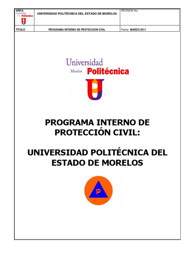 Programa Interno de Proteccion Civil 2011 Univ. Politecnica1 | PDF ...
