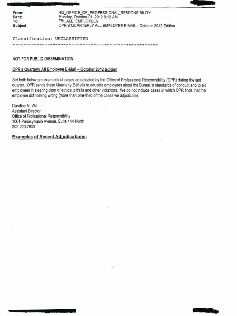OPR Quarterly Report: October 2012 | PDF | Federal Bureau Of ...