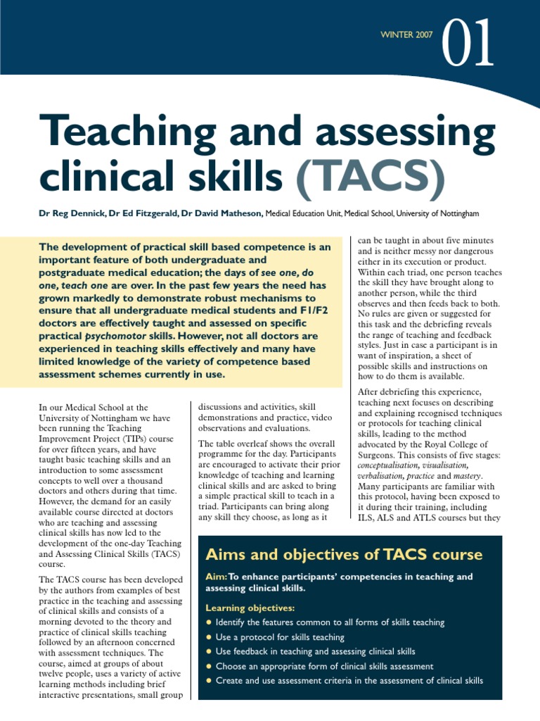 Teaching and Assessing Clinical Skills (TACS), University of Nottingham ...