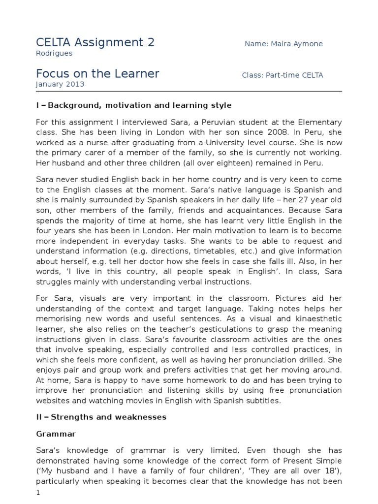 Celta personal statement image