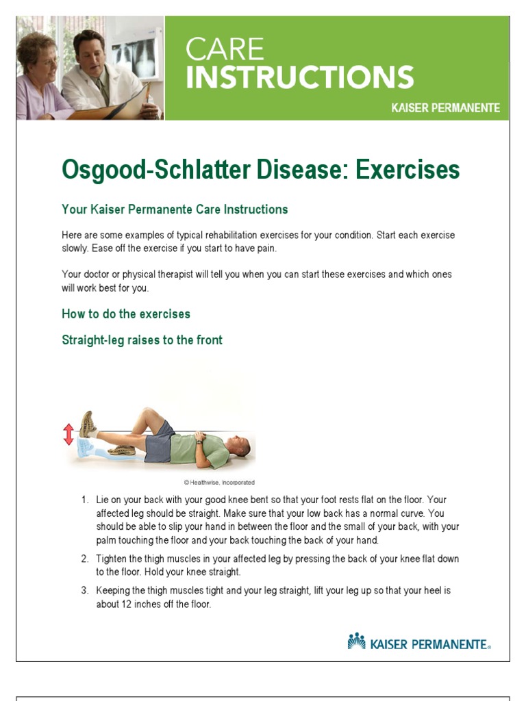 Osgood Schlatter Disease Exercises - tcm28 195726 | PDF ...