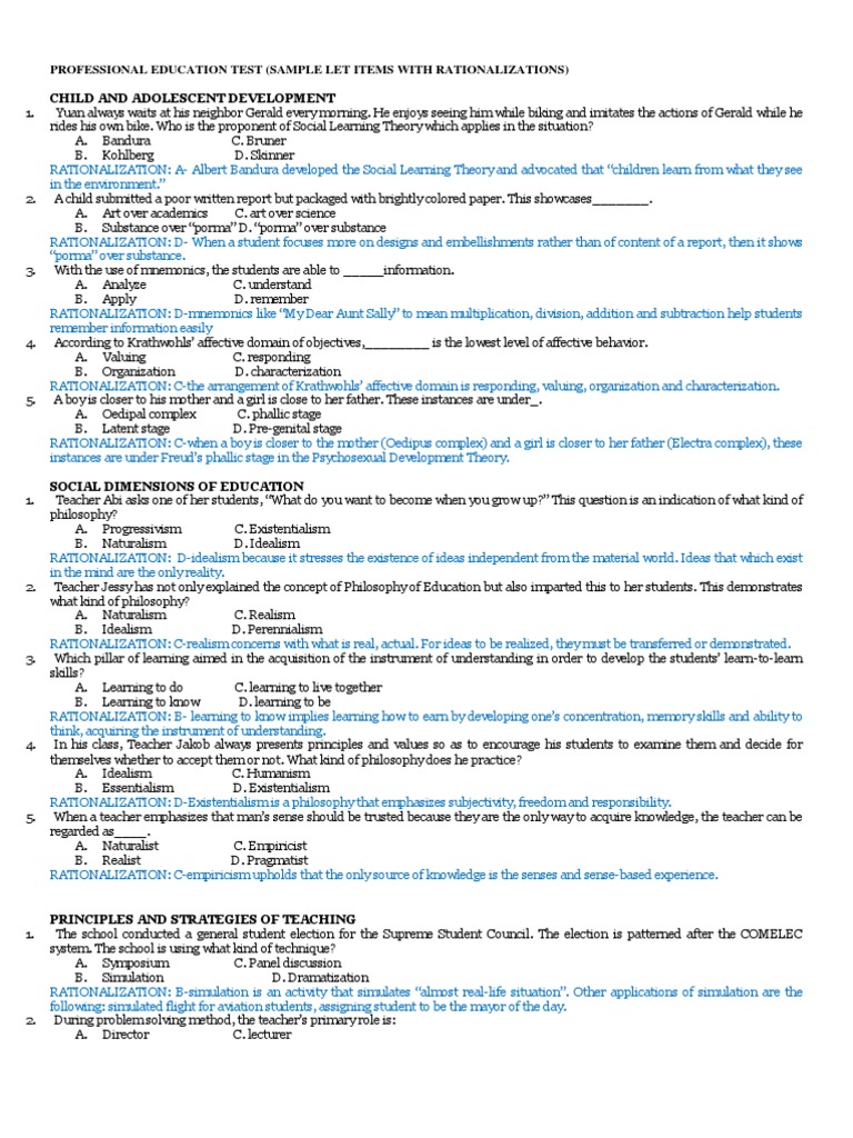 LET Reviewer: Professional Education Insights | PDF | Idea | Reality
