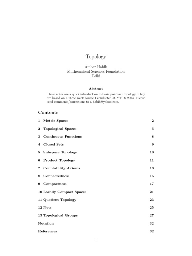 Introduction to Basic Topology | PDF | Compact Space | General Topology
