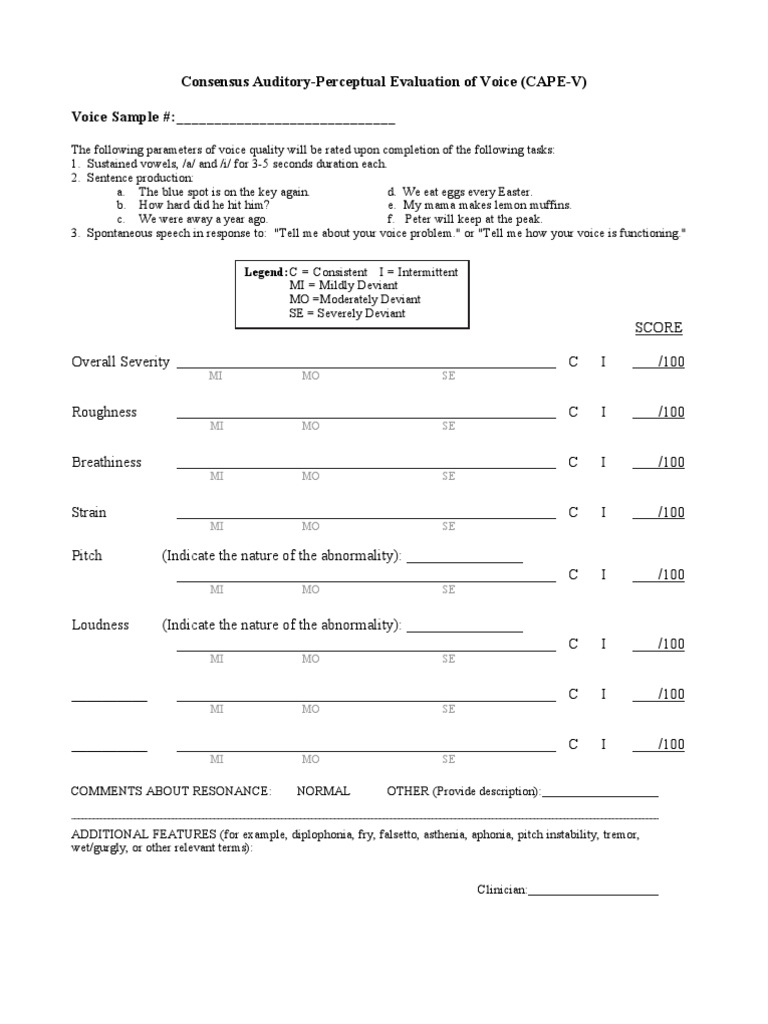 CAPE v Form Instructions Human Voice