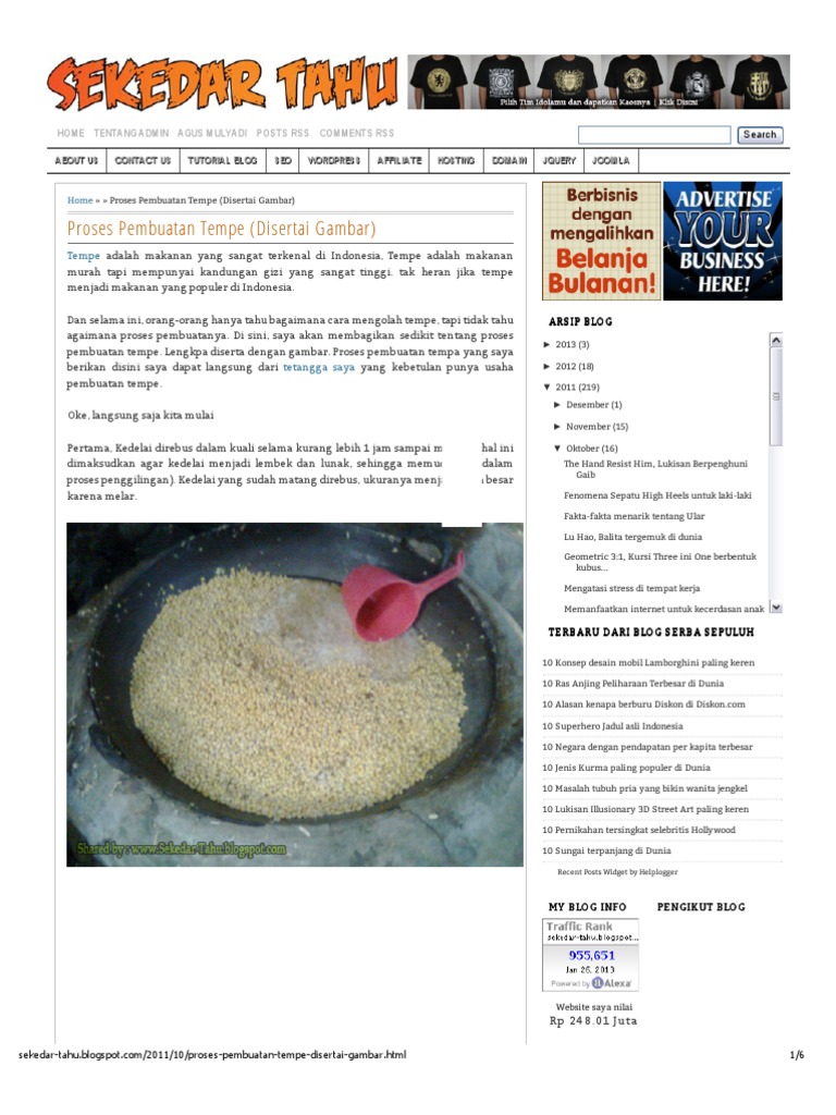 Proses Pembuatan Tempe Disertai Gambar Sekedar Tahu Proses Pembuatan Tempe Disertai Gambar Sekedar Tahu