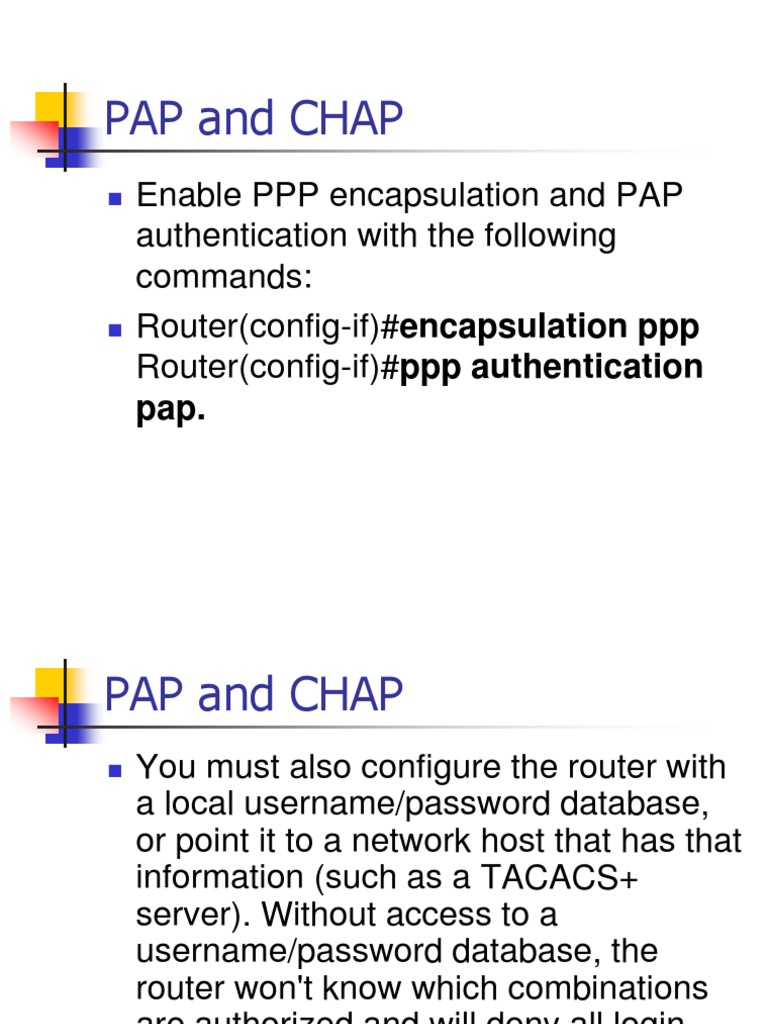 Configuring PAP and CHAP Authentication | PDF | Password | Router ...