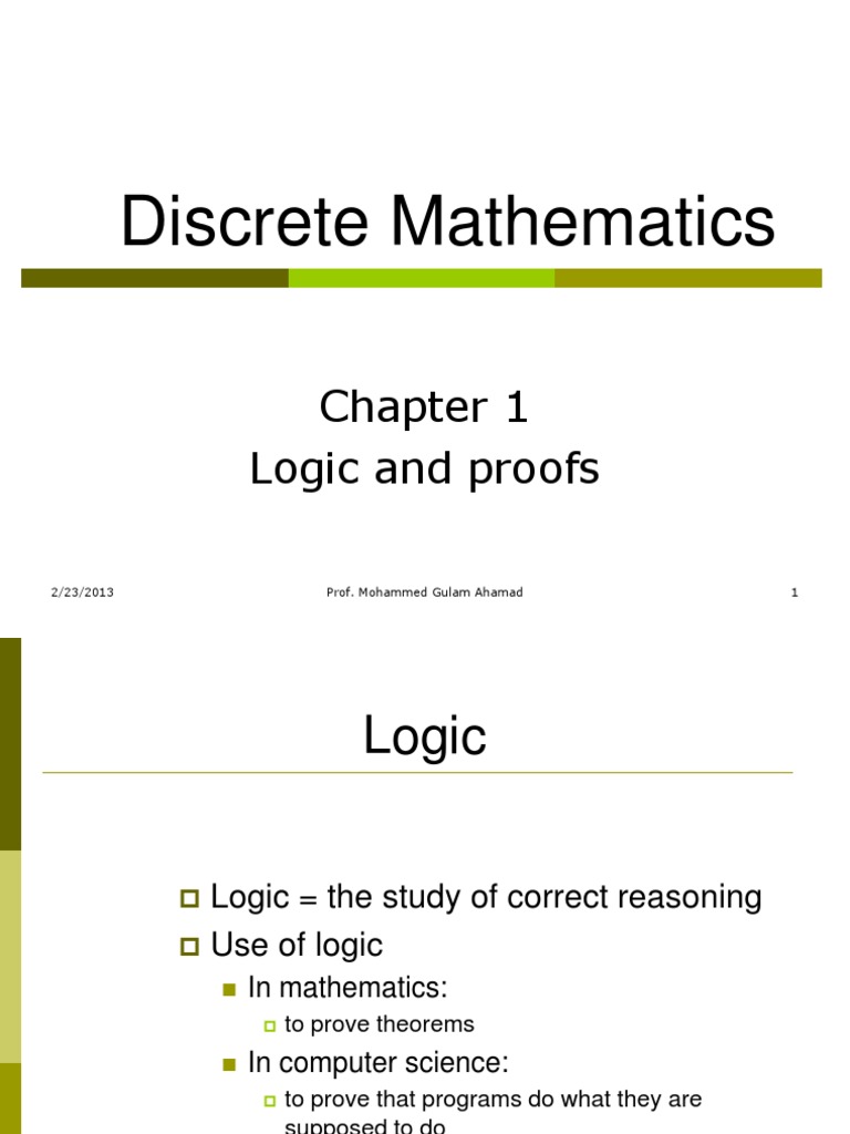 Discrete Mathematics Logic And Proofs