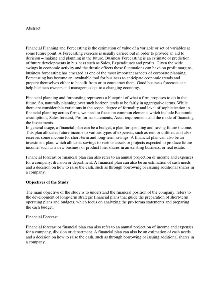 Financial Planning and Forecasting Overview | PDF