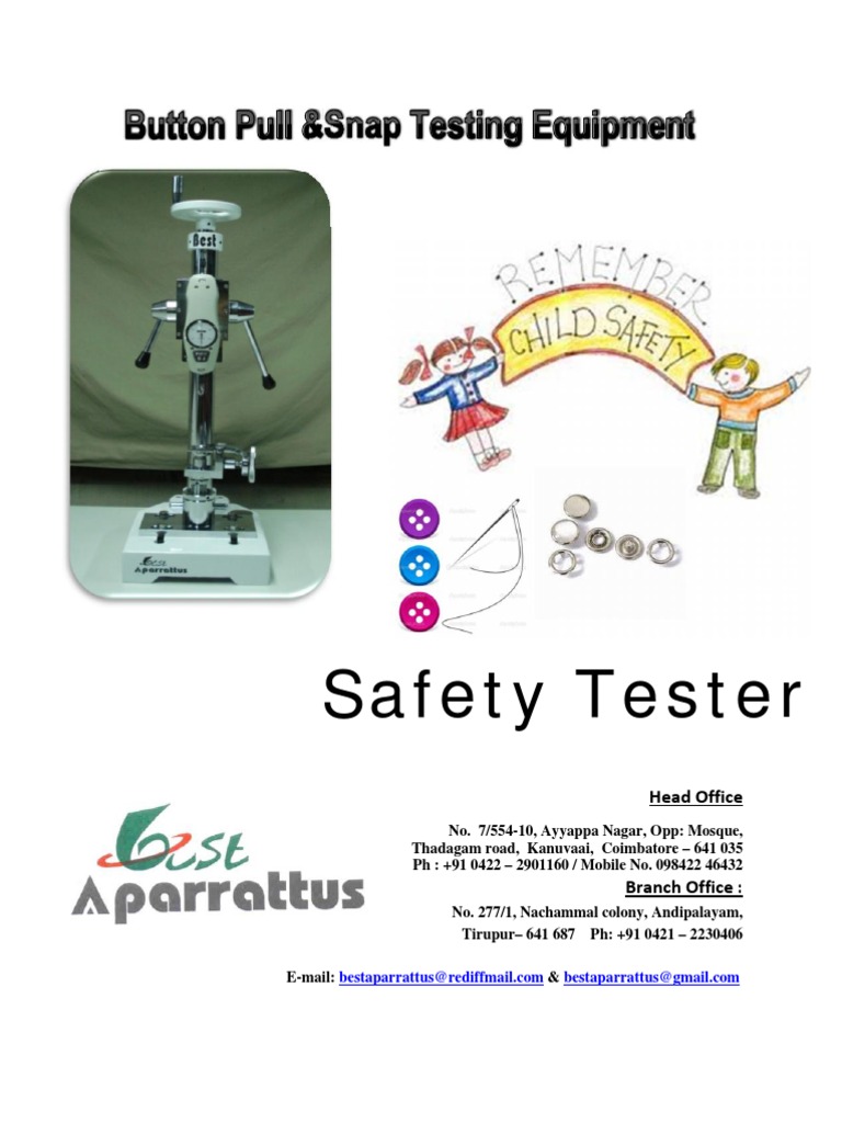 Button Pull and Snap Tester Catalog | PDF | Rivet | Clothing