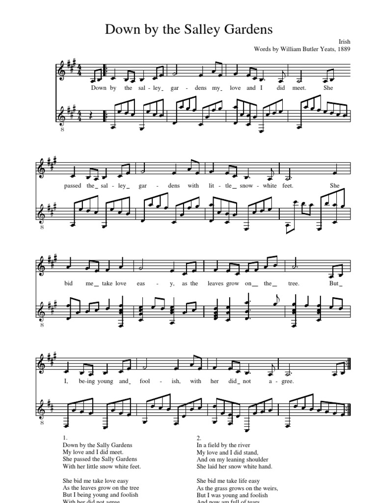 Down By The Sally Gardens Pdf Musical Forms Poetry