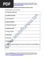 Tata Elxsi Sample Verbal Placement Paper Level1