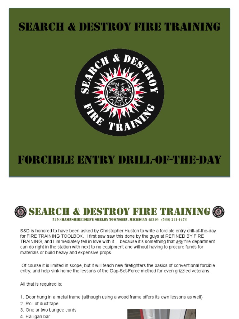 Conventional Forcible Entry Training Drill From Search Destroy