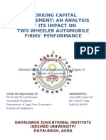 Working Capital Management: An Analysis of Its Impact On Two Wheeler Automobile Firms' Performance