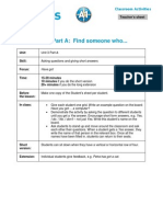 Unit 3 Part A: Find Someone Who... : Classroom Activities