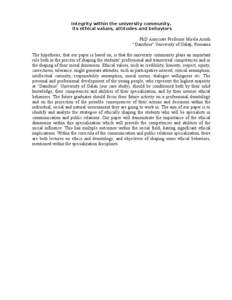 Ethical Values in University Education | PDF | Career & Growth ...