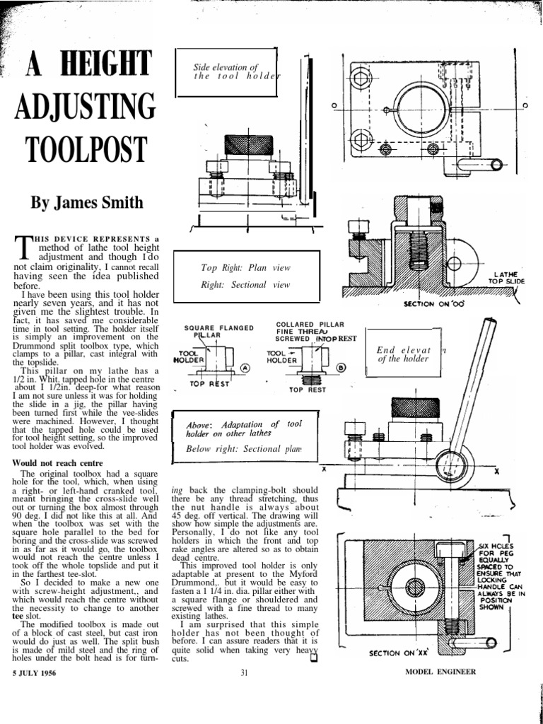 Tool Height Adjustment for Lathes | PDF | Screw | Equipment