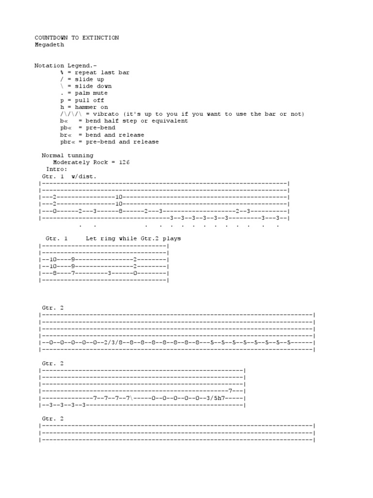 Megadeth: Countdown to Extinction Tabs | PDF | Song Structure